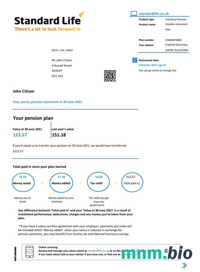 United Kingdom Santander Bank statement template w formacie Word i PDF format (2 strony)